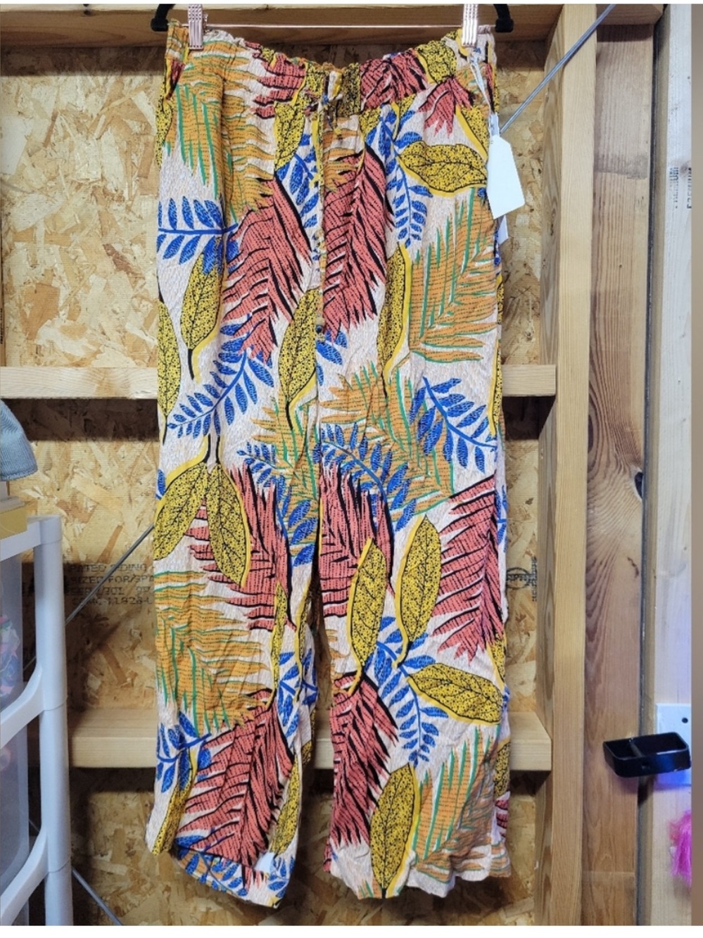 Jane & Delancey Tropical Print Wide-Leg Pants - Yellow Multi EUC - Picture 2 of 5